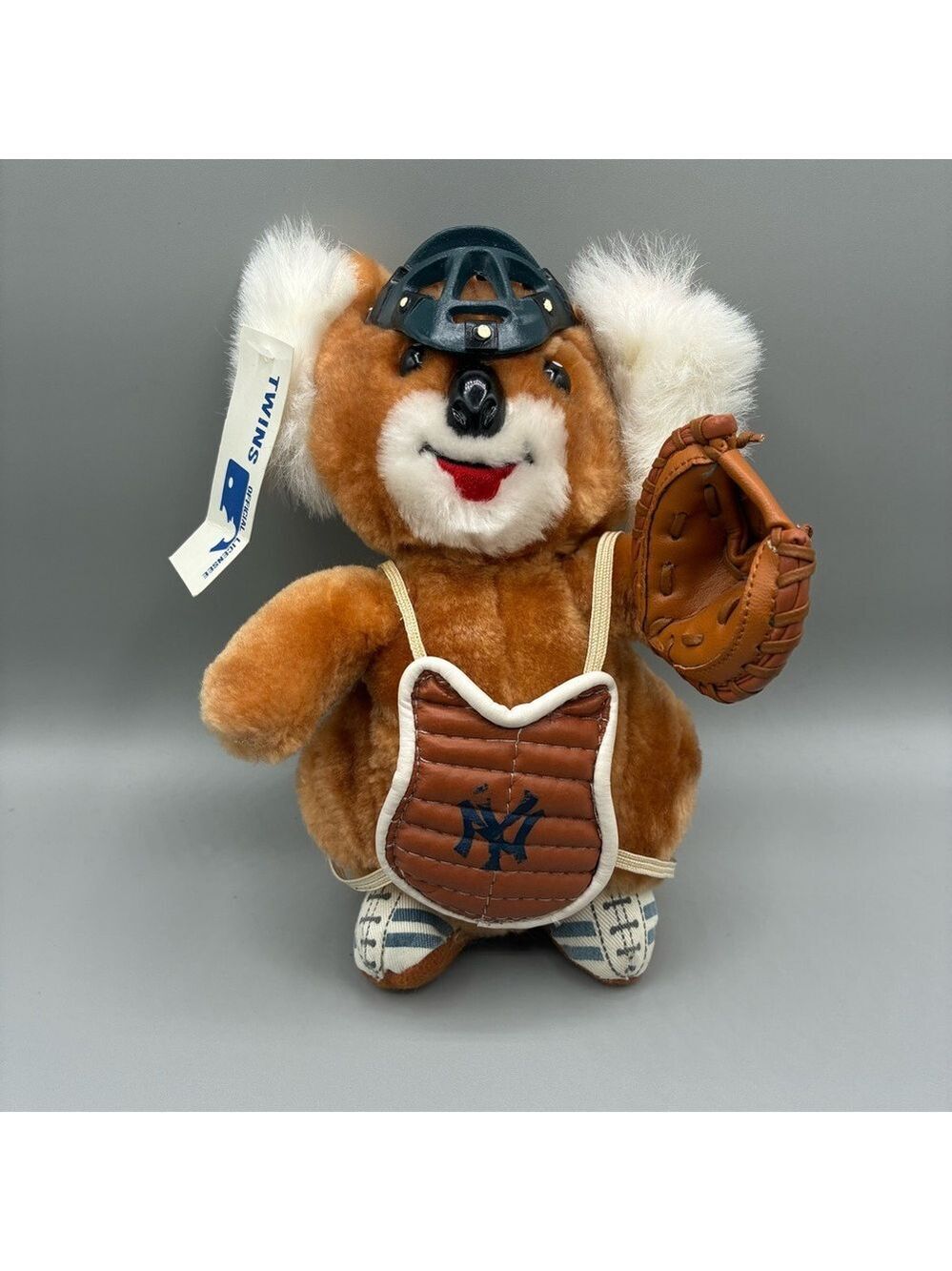 Vintage NY Yankees 1980s Twins Enterprise Koala Catcher Stuffed Animal MLB 8”